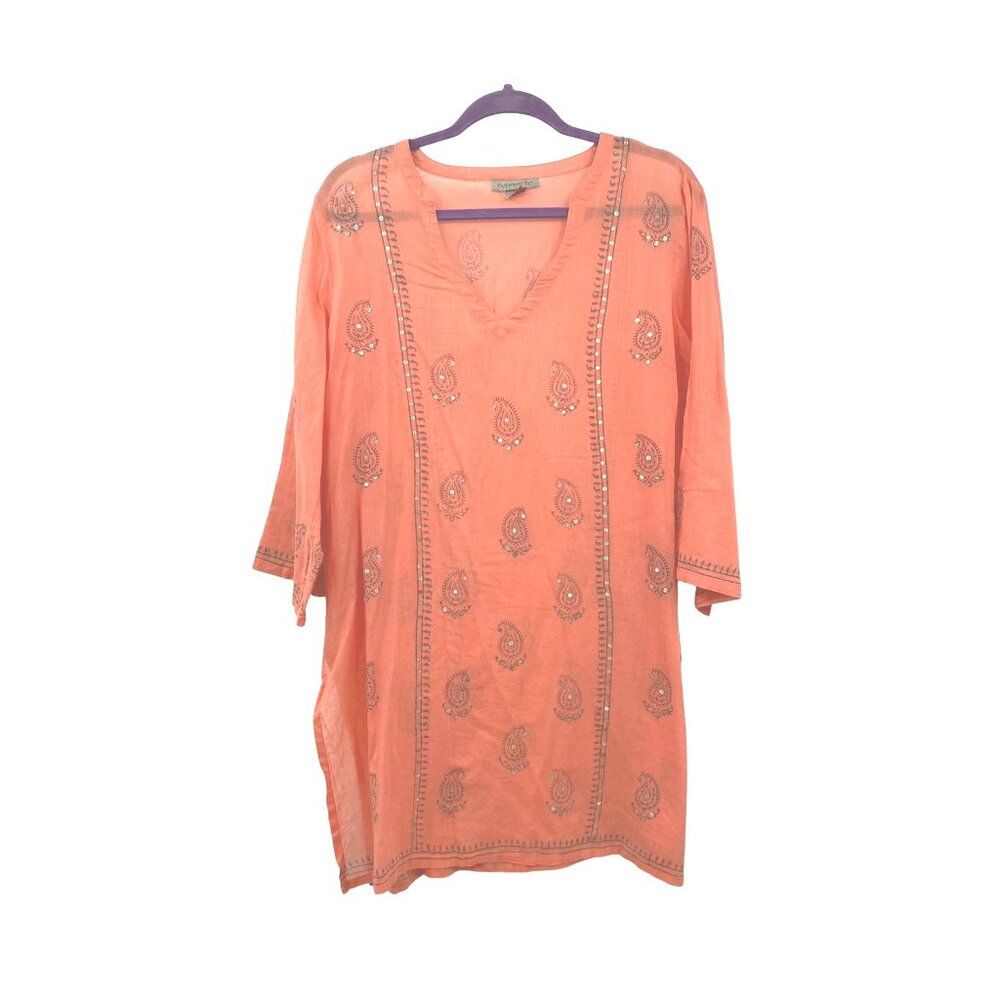 Peppermint Bay Swim Cover Up Womens XL Used Pullover Sequins Salmon Gray